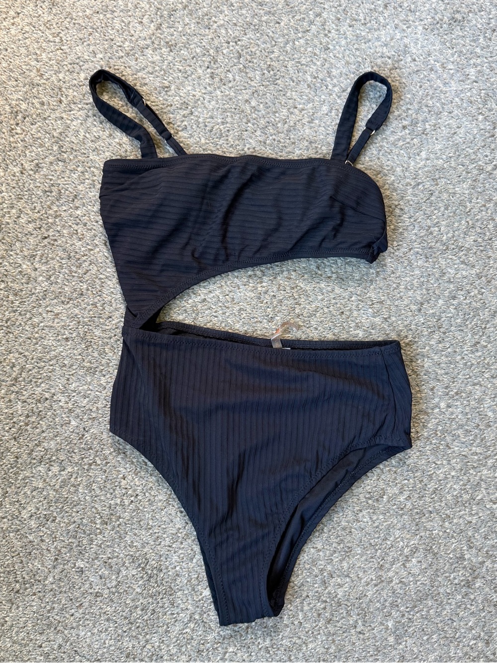 Black Ribbed Cutout swimsuit